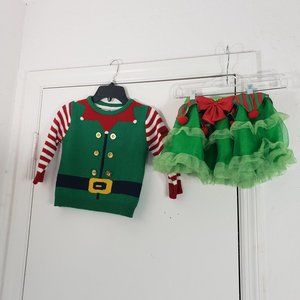 Rebel Santa's Helper Sweater and Skirt. Children Size